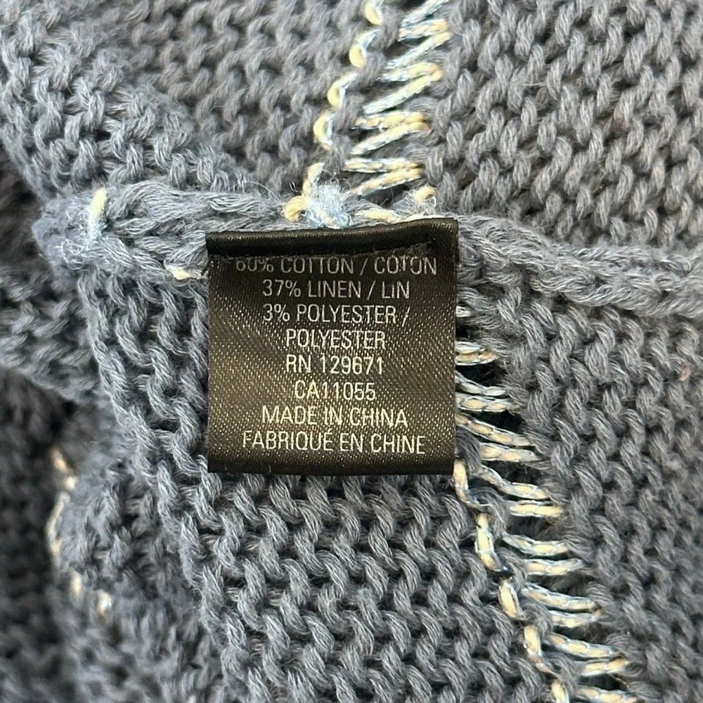 360 Sweater Simone Linen Blend Italian Yarn Sweater Blue Stripe Women’s Small